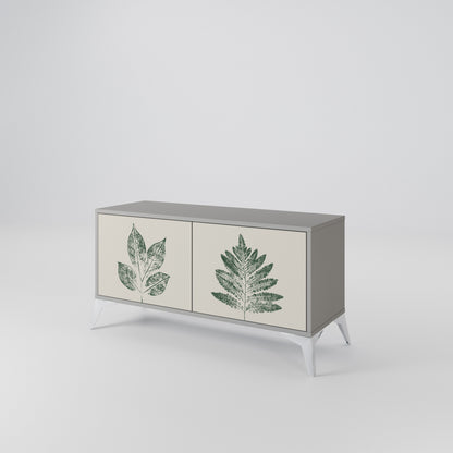 GREEN LEAFY STAMPS Kompakt TV-bänk med 2 dörrar