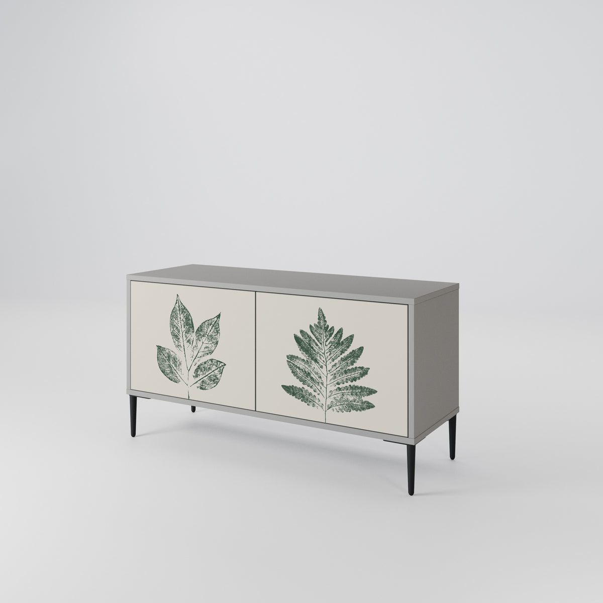 GREEN LEAFY STAMPS Kompakt TV-bänk med 2 dörrar