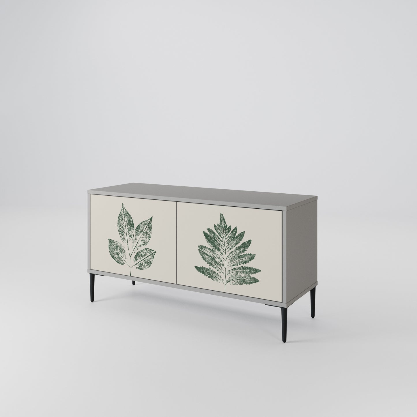 GREEN LEAFY STAMPS Kompakt TV-bänk med 2 dörrar