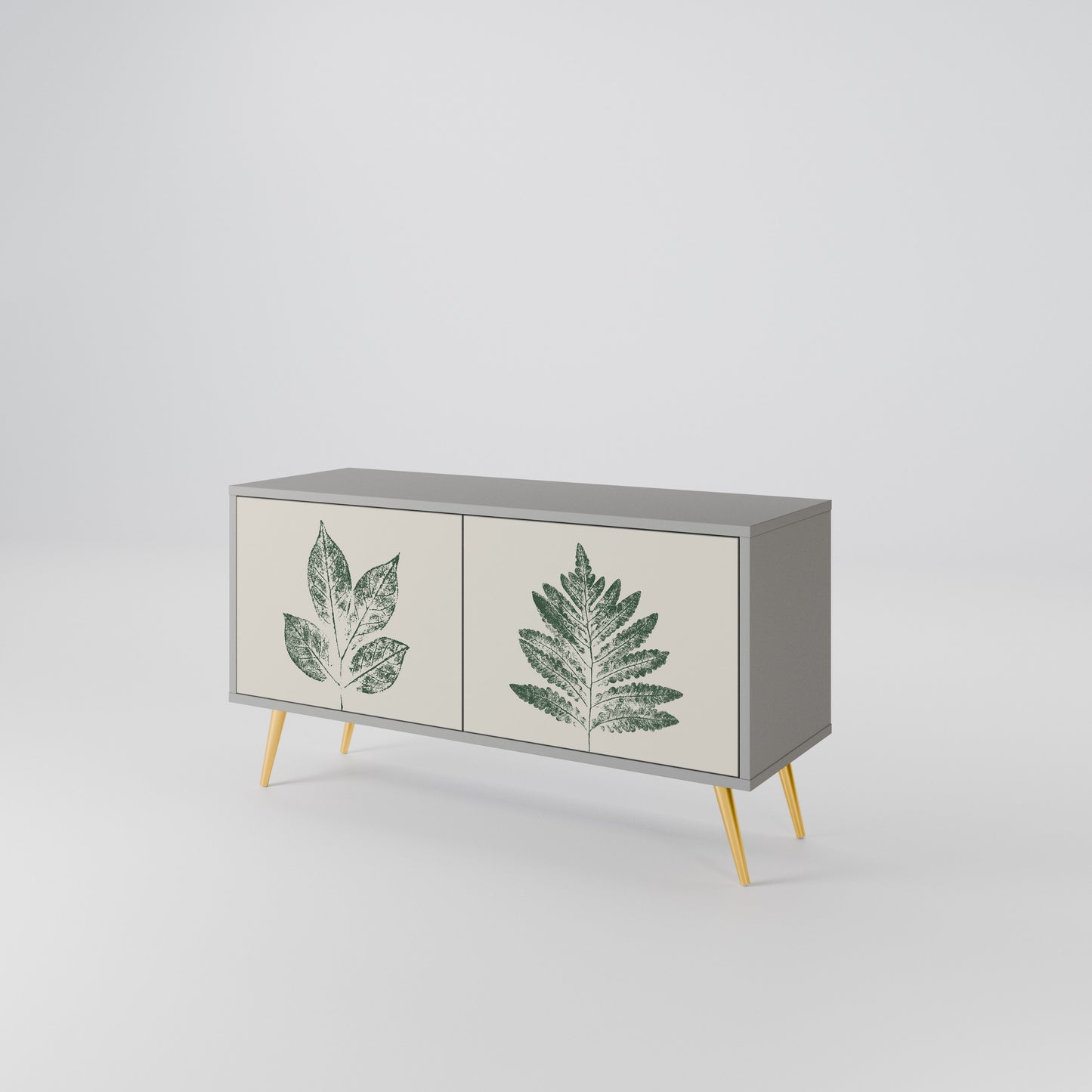 GREEN LEAFY STAMPS Kompakt TV-bänk med 2 dörrar