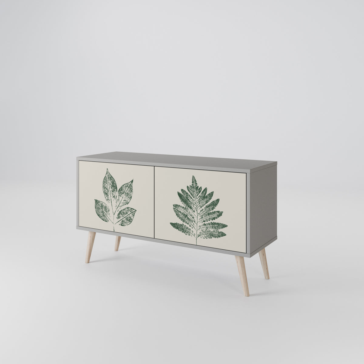 GREEN LEAFY STAMPS Kompakt TV-bänk med 2 dörrar