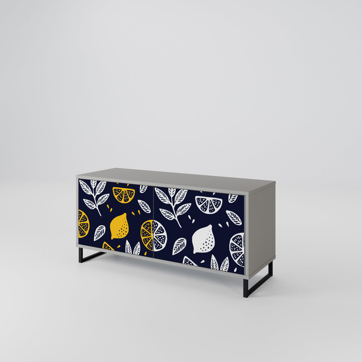 CITRUS BLACK AND WHITE Kompakt TV-bänk med 2 dörrar