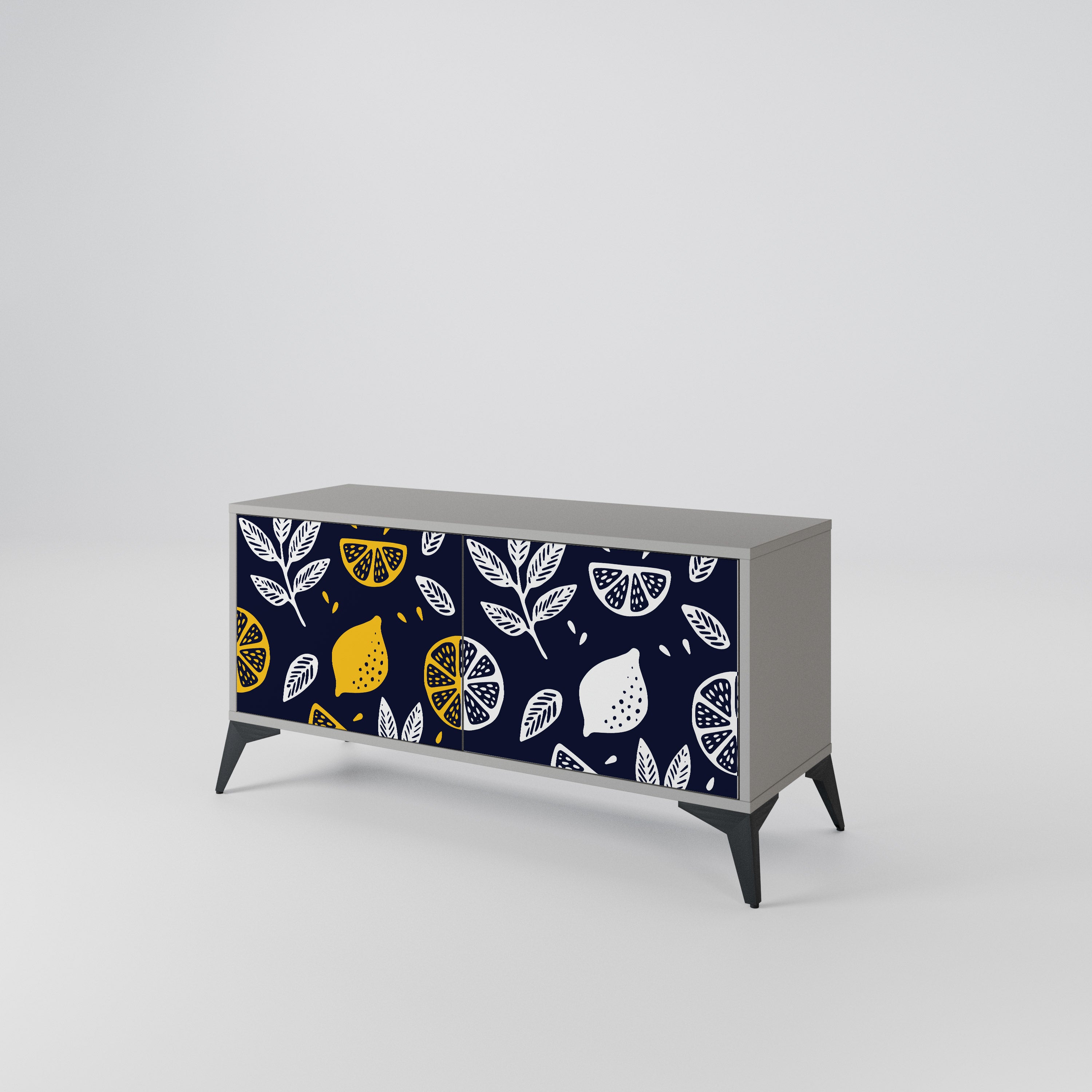 CITRUS BLACK AND WHITE Compact 2-Door TV Cabinet