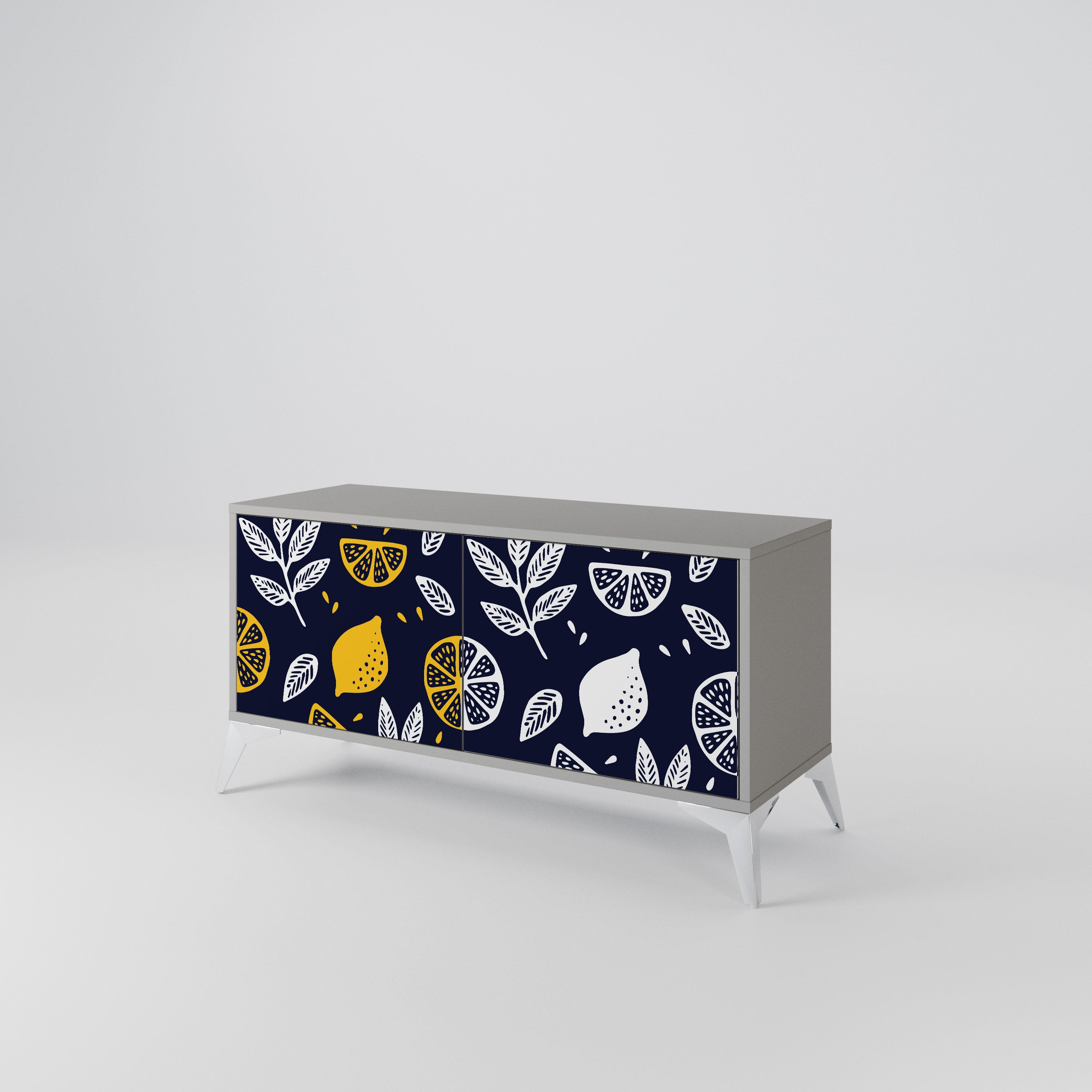 CITRUS BLACK AND WHITE Compact 2-Door TV Cabinet