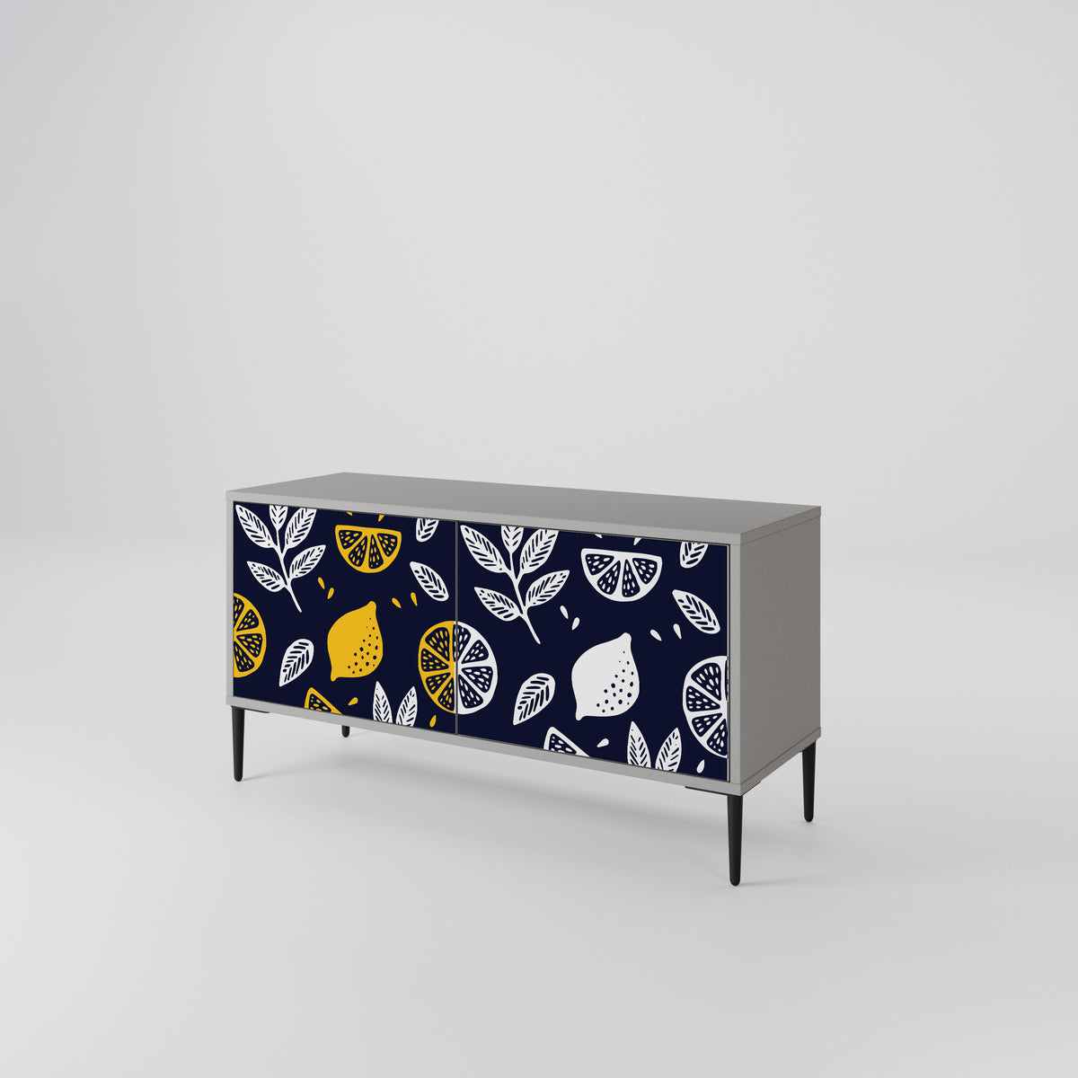 CITRUS BLACK AND WHITE Kompakt TV-bänk med 2 dörrar
