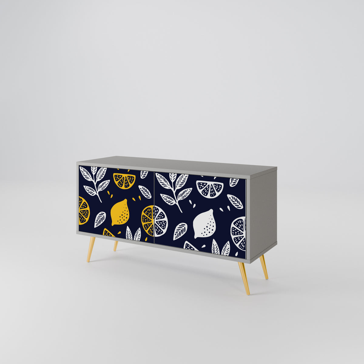 CITRUS BLACK AND WHITE Kompakt TV-bänk med 2 dörrar