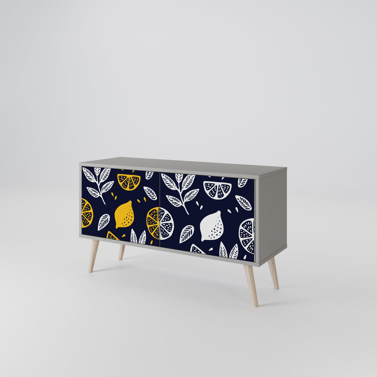CITRUS BLACK AND WHITE Kompakt TV-bänk med 2 dörrar
