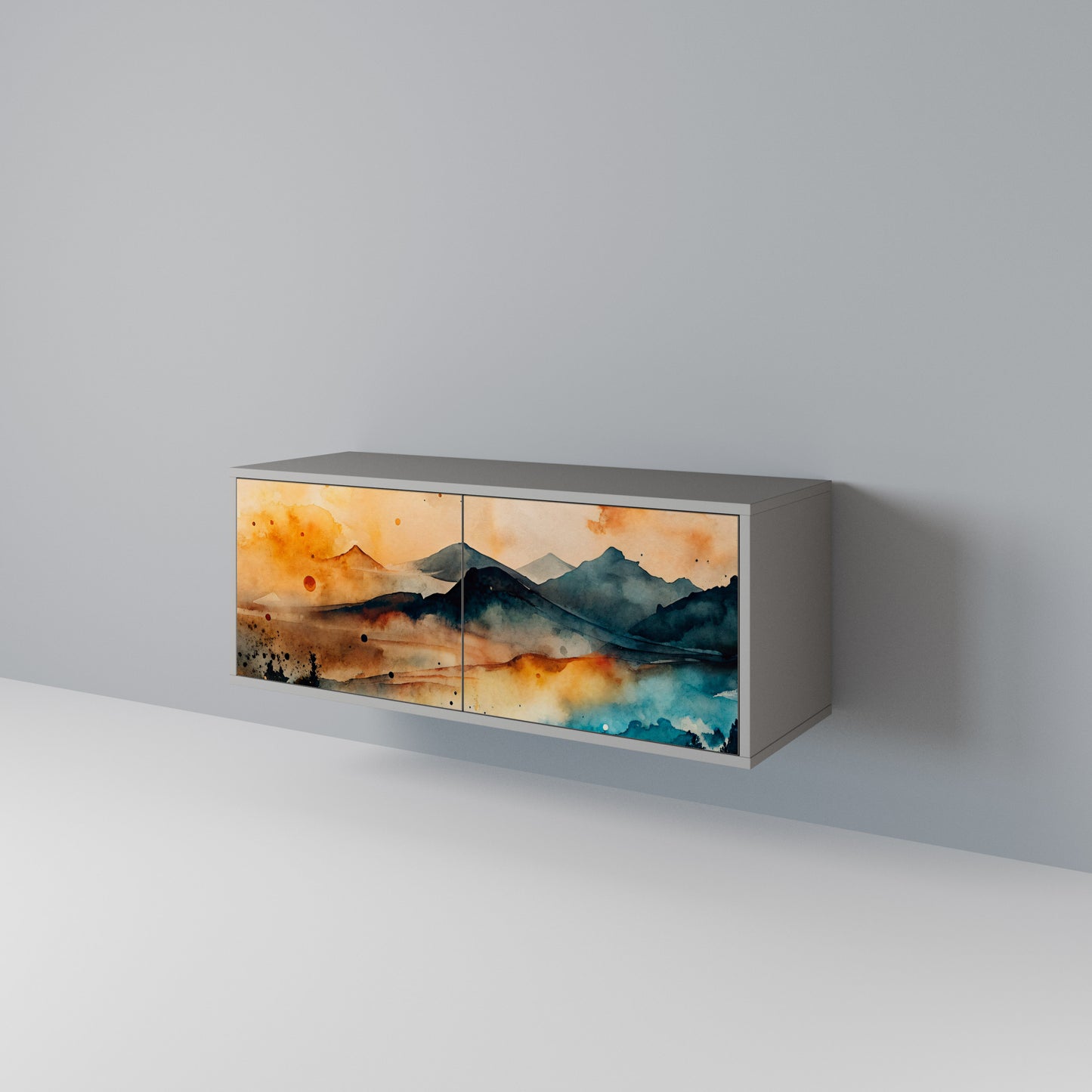 OMINOUS MOUNTAINS Kompakt TV-bänk med 2 dörrar