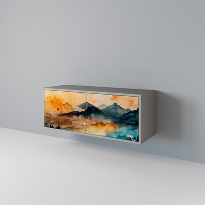 OMINOUS MOUNTAINS Kompakt TV-bänk med 2 dörrar