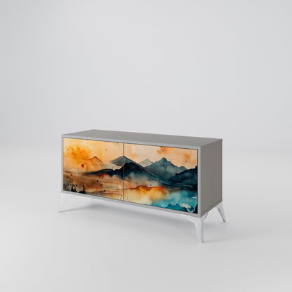 OMINOUS MOUNTAINS Kompakt TV-bänk med 2 dörrar