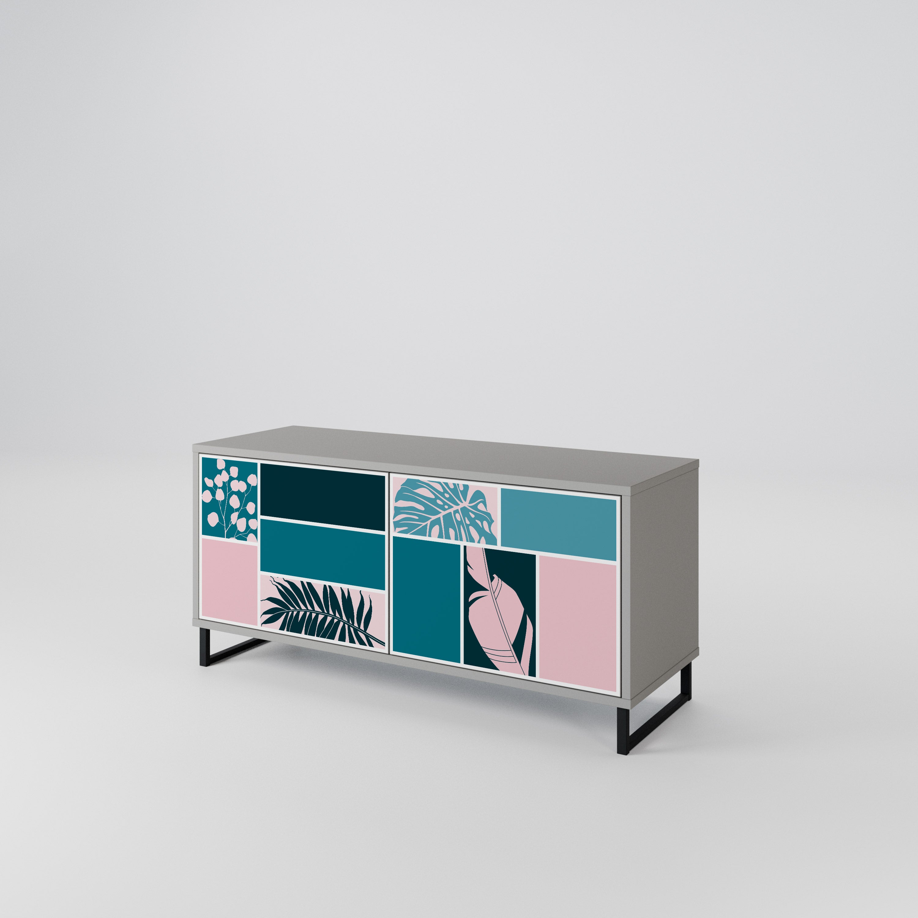 COMBINATION OF SHAPES Compact 2-Door TV Cabinet