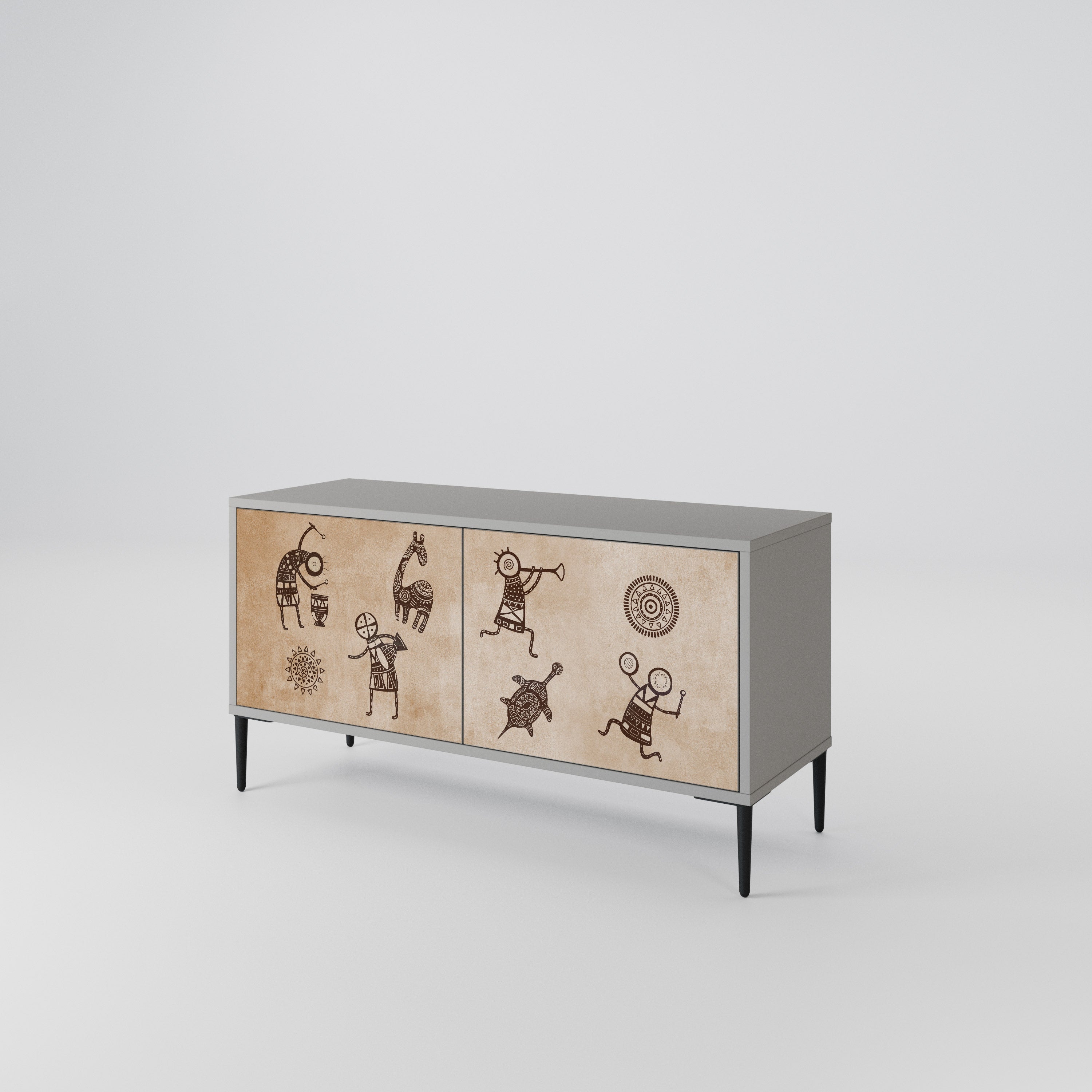 AFRICAN STYLE Compact 2-Door TV Cabinet