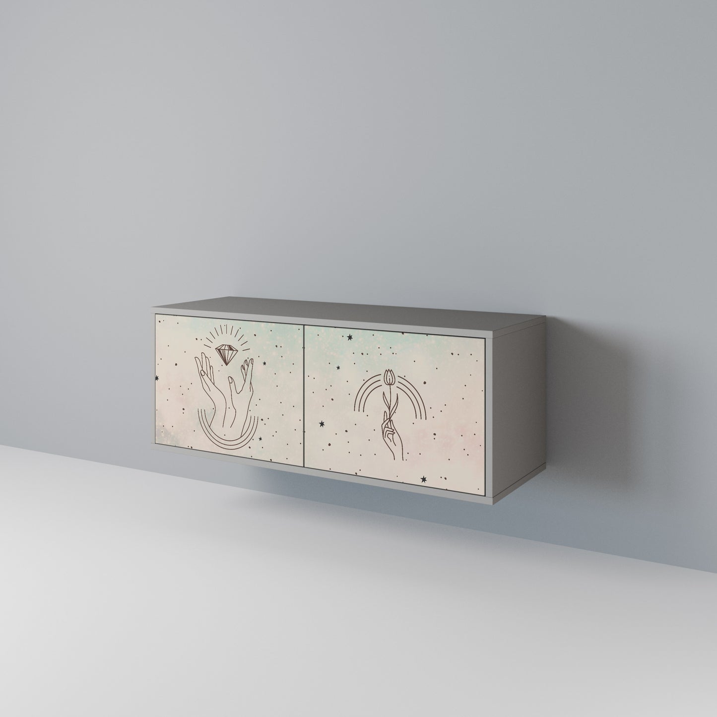 DELICATE BEAUTY Kompakt TV-bänk med 2 dörrar