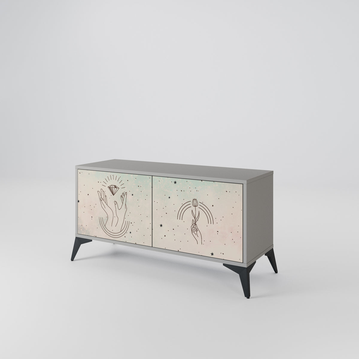 DELICATE BEAUTY Kompakt TV-bänk med 2 dörrar