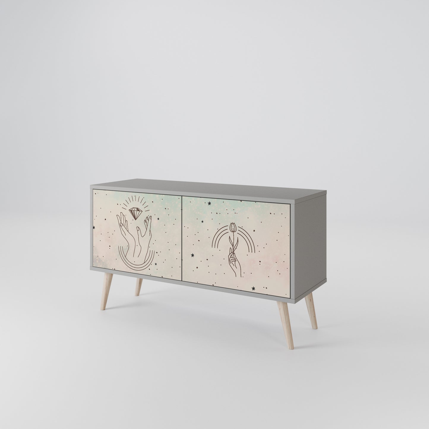 DELICATE BEAUTY Kompakt TV-bänk med 2 dörrar