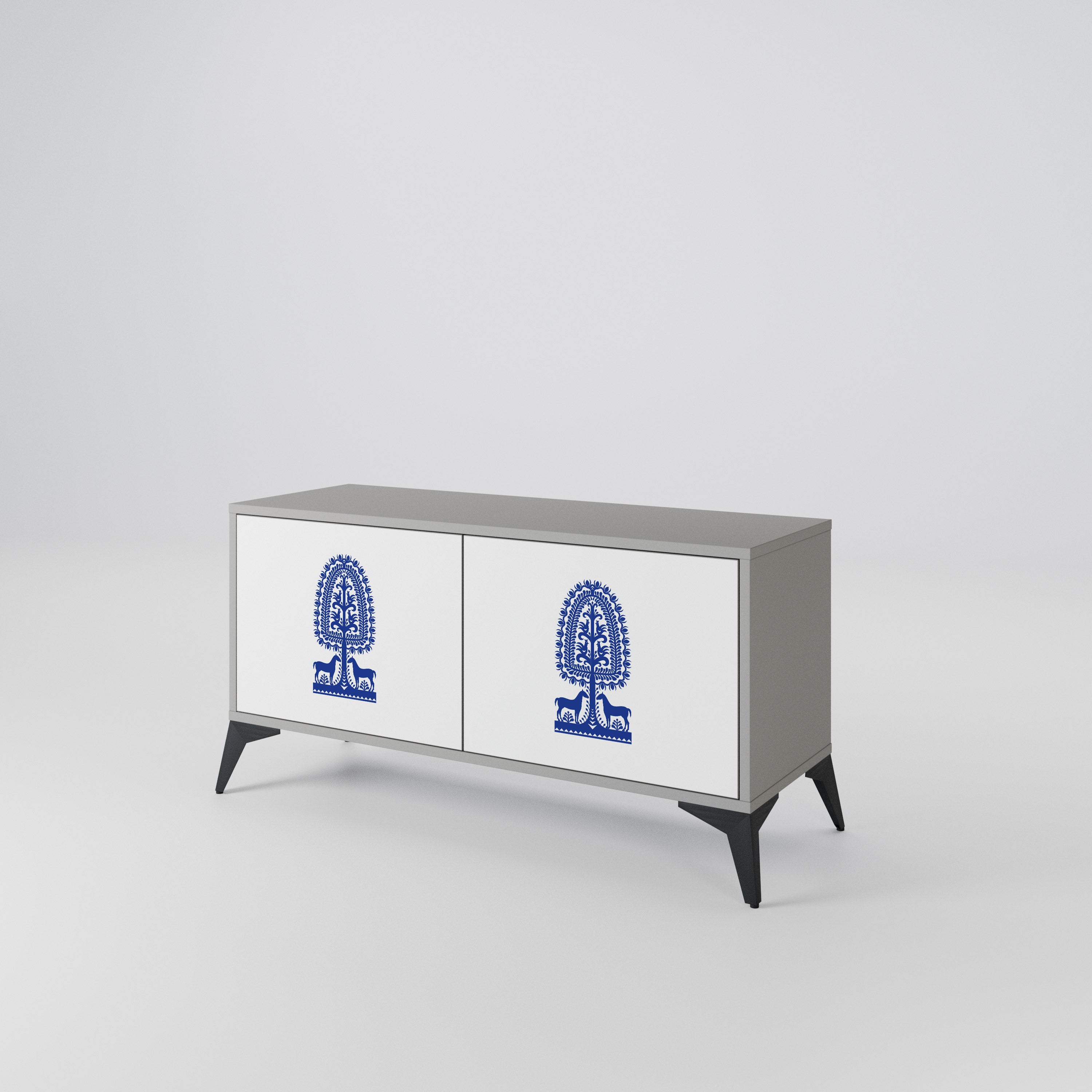 POLISH FOLK ART Compact 2-Door TV Cabinet