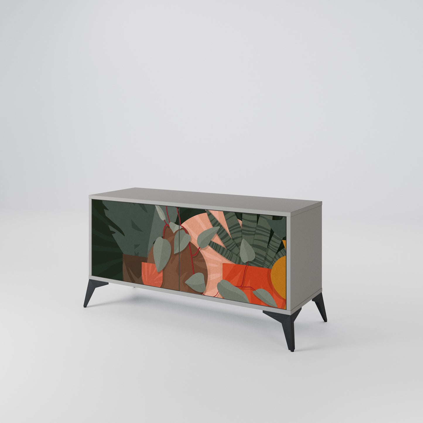 TROPICAL COMPOSITION Compact 2-Door TV Cabinet