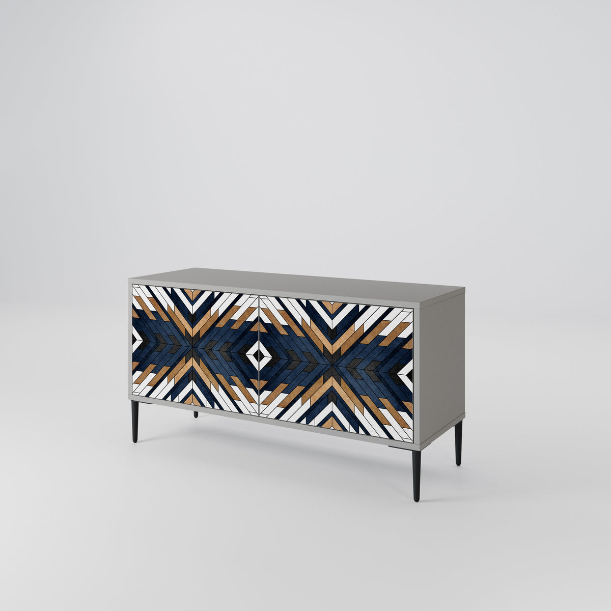 ARTFUL GEOMETRY Kompakt TV-bänk med 2 dörrar