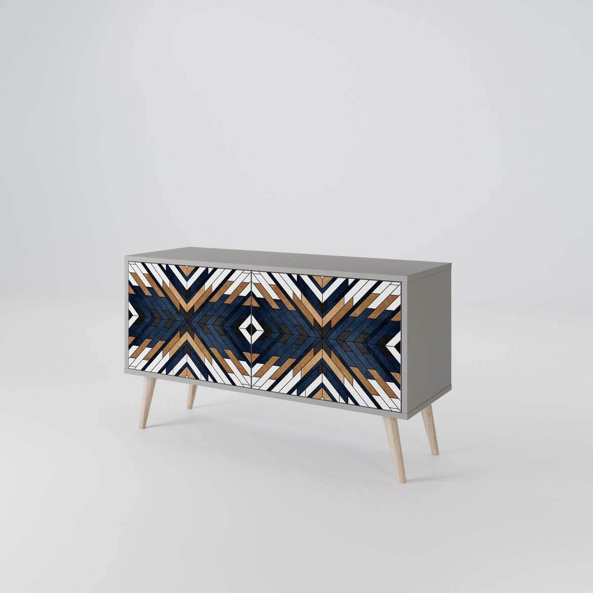 ARTFUL GEOMETRY Kompakt TV-bänk med 2 dörrar