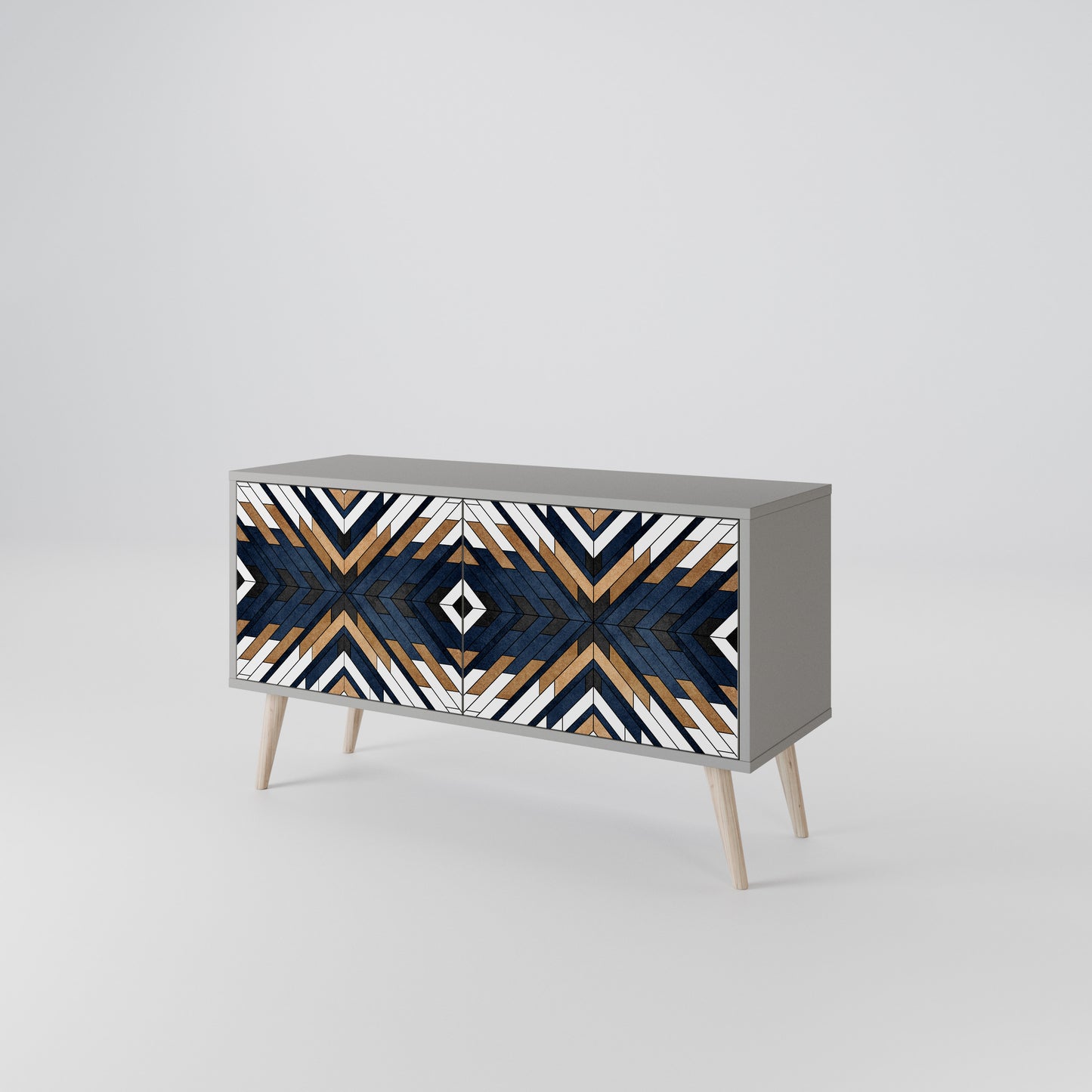 ARTFUL GEOMETRY Kompakt TV-bänk med 2 dörrar