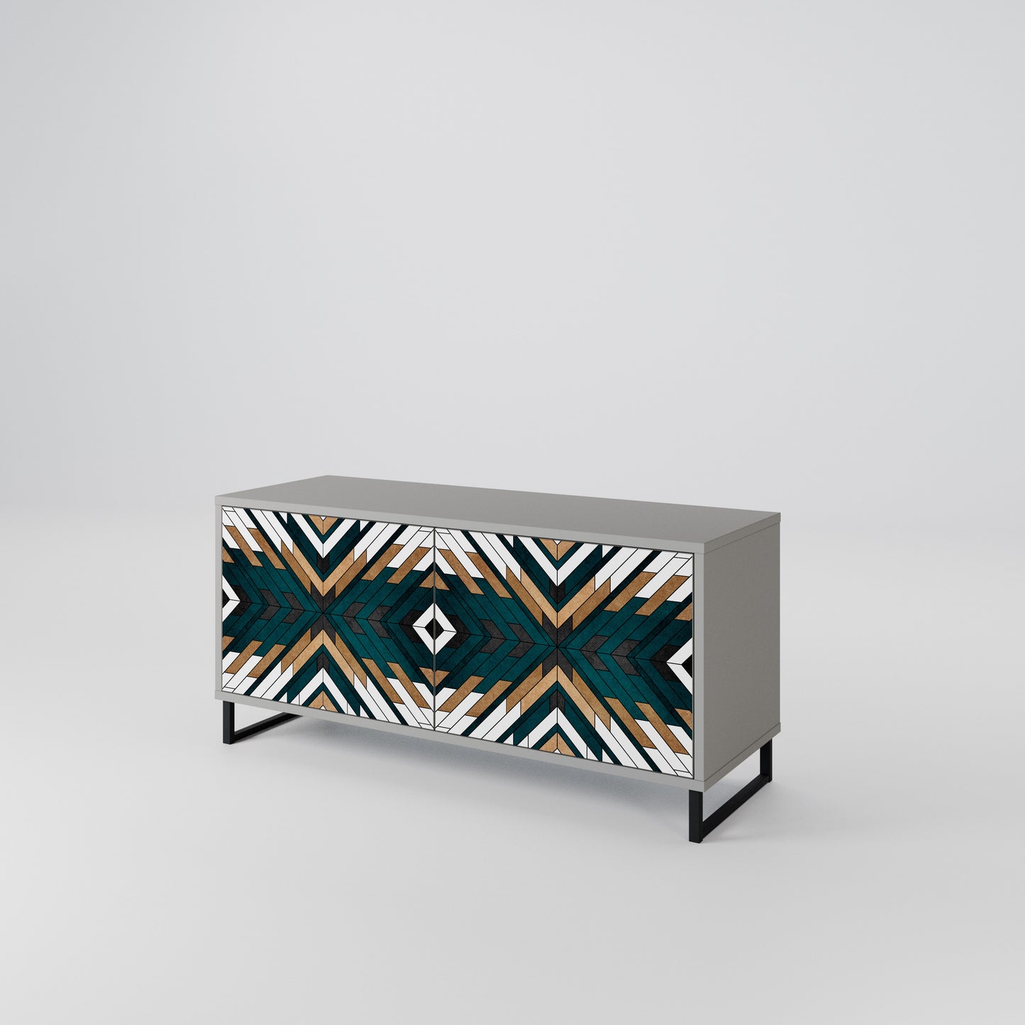 ARTISTIC GEOMETRY Kompakt TV-bänk med 2 dörrar