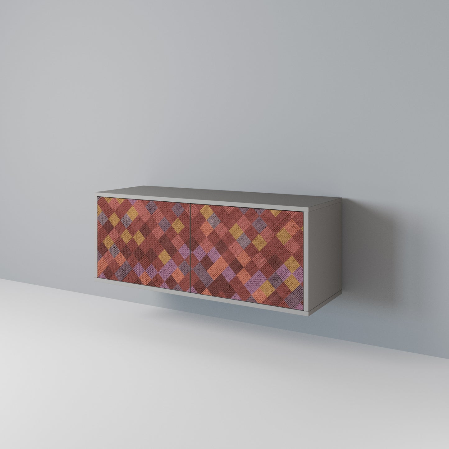 PAINTED SQUARES Kompakt TV-bänk med 2 dörrar