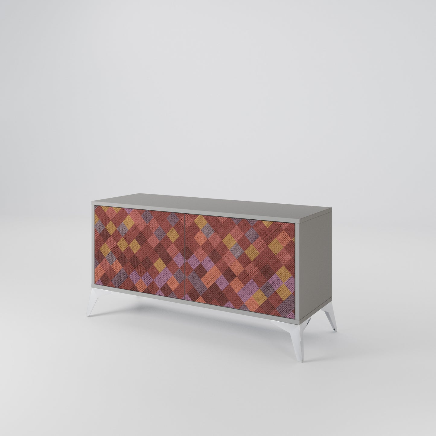 PAINTED SQUARES Kompakt TV-bänk med 2 dörrar