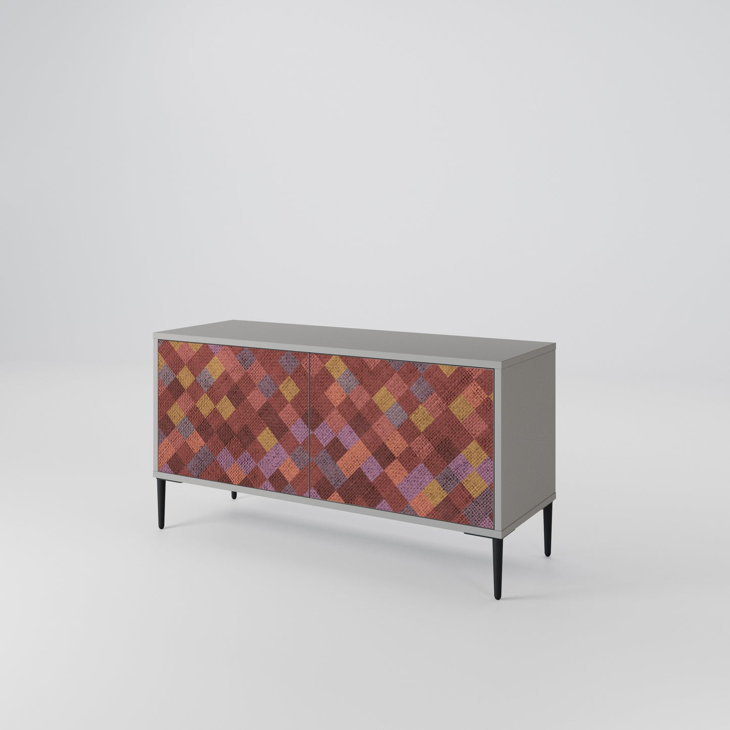 PAINTED SQUARES Kompakt TV-bänk med 2 dörrar