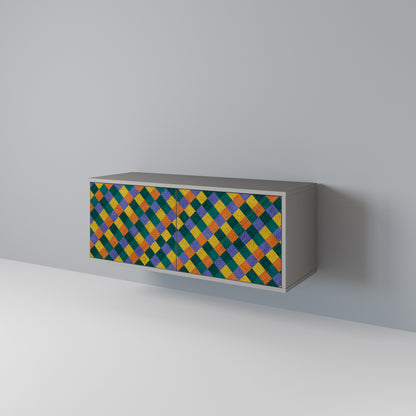 PAINTED SQUARES MIX Kompakt TV-bänk med 2 dörrar