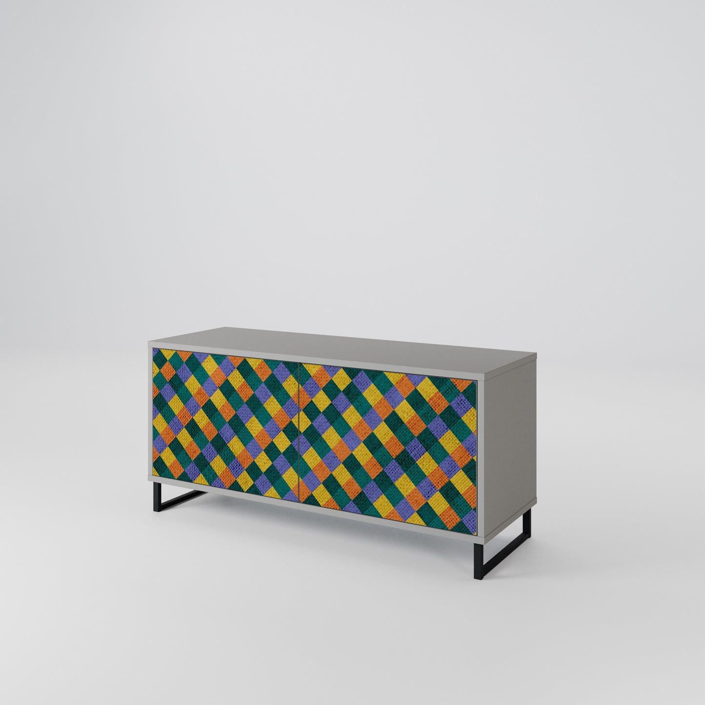 PAINTED SQUARES MIX Kompakt TV-bänk med 2 dörrar