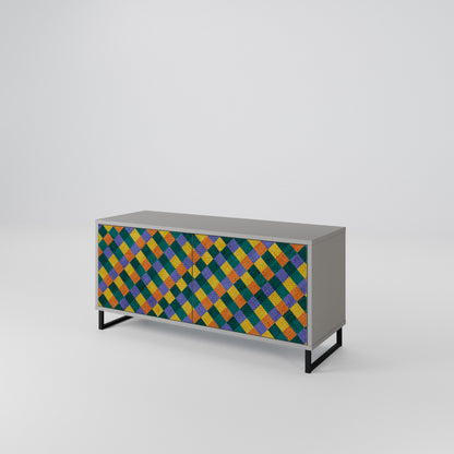 PAINTED SQUARES MIX Kompakt TV-bänk med 2 dörrar