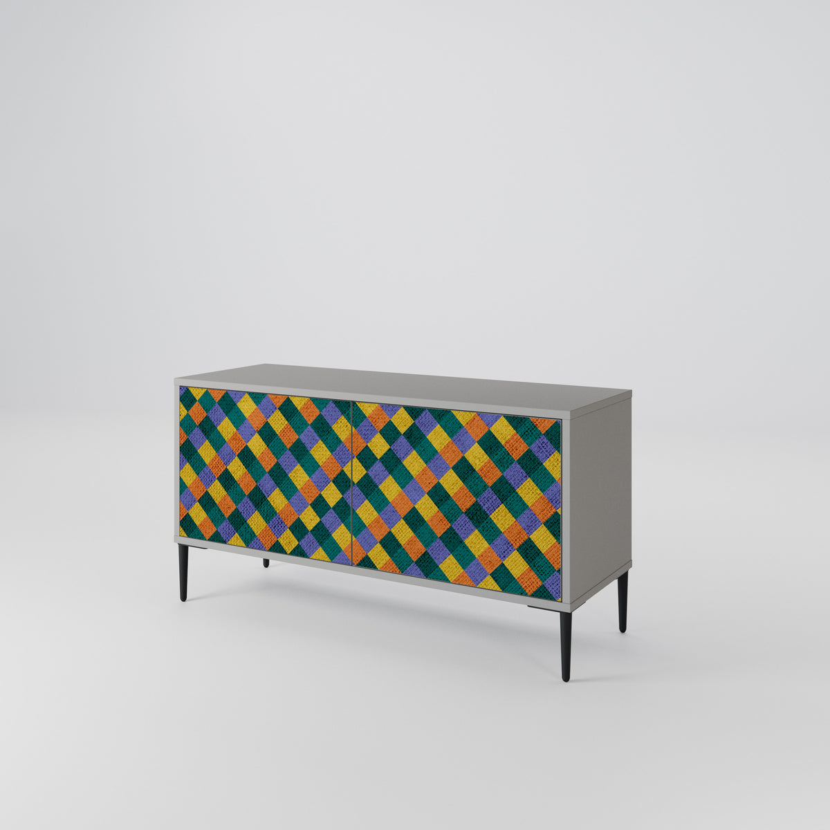 PAINTED SQUARES MIX Kompakt TV-bänk med 2 dörrar