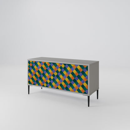 PAINTED SQUARES MIX Kompakt TV-bänk med 2 dörrar