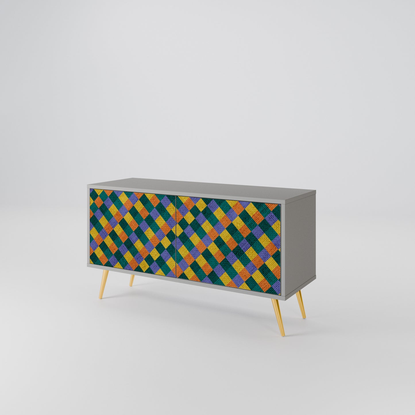 PAINTED SQUARES MIX Kompakt TV-bänk med 2 dörrar