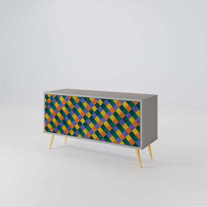 PAINTED SQUARES MIX Kompakt TV-bänk med 2 dörrar