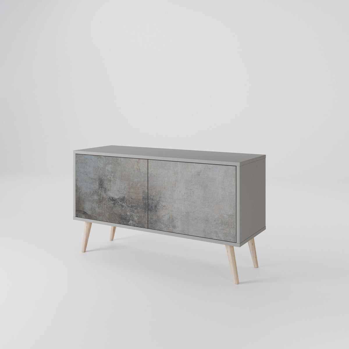 CONCRETE WALL Kompakt TV-bänk med 2 dörrar