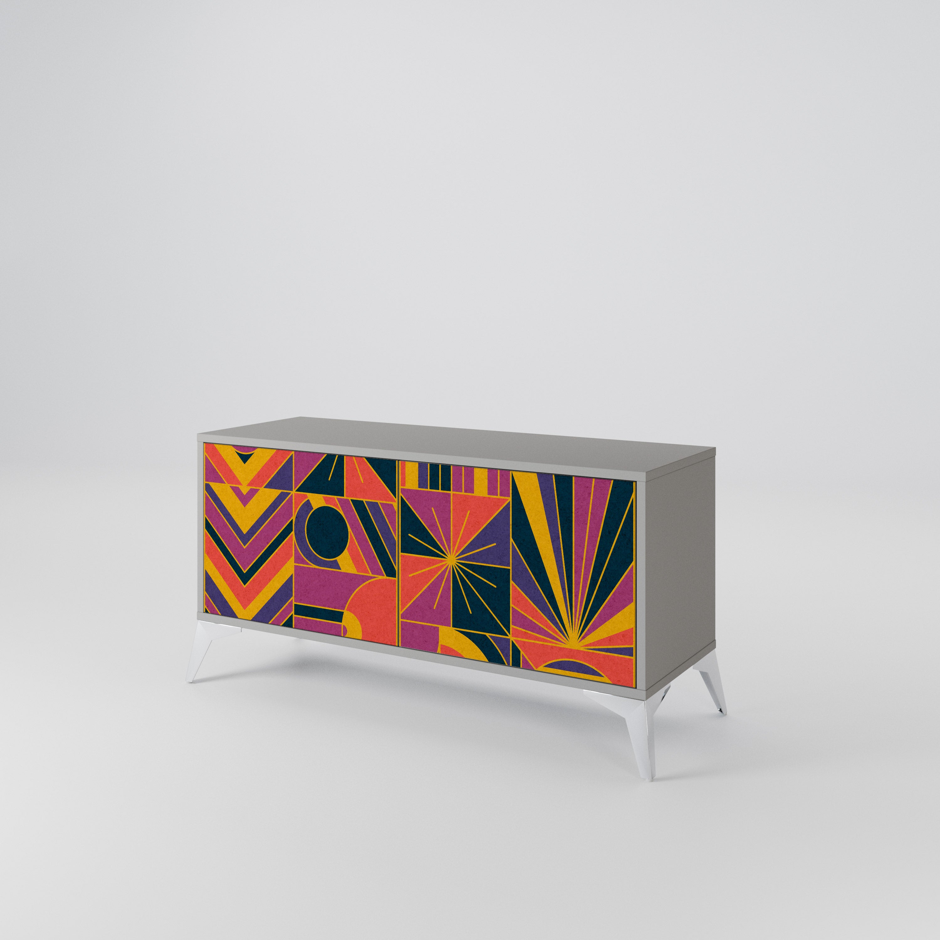 ELECTRIC PATTERNS Compact 2-Door TV Cabinet