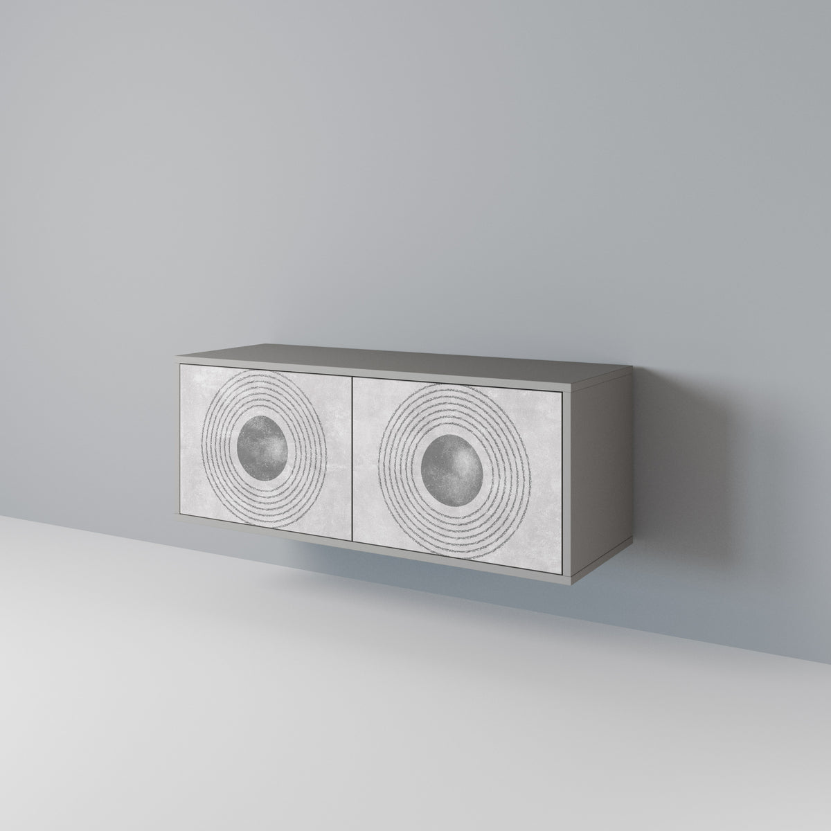 SOLID CIRCLES Kompakt TV-bänk med 2 dörrar