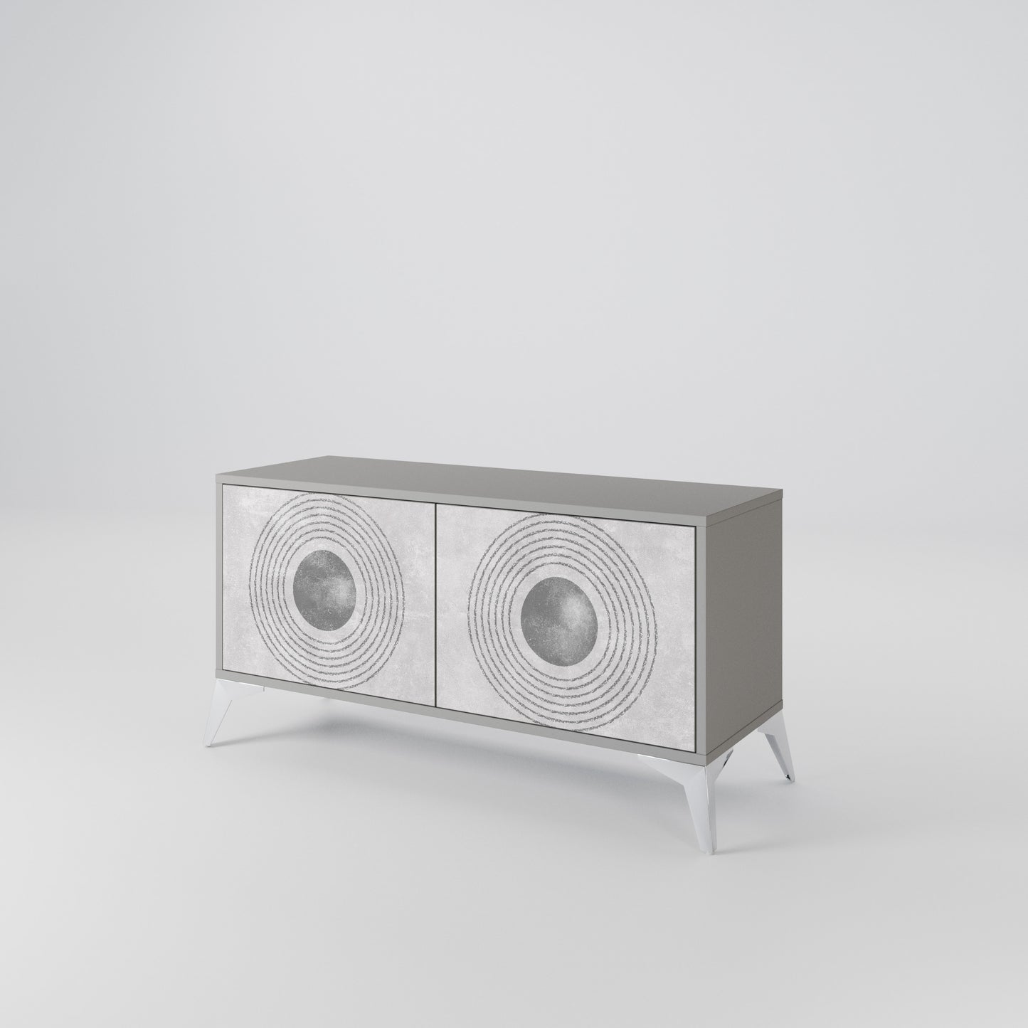 SOLID CIRCLES Kompakt TV-bänk med 2 dörrar