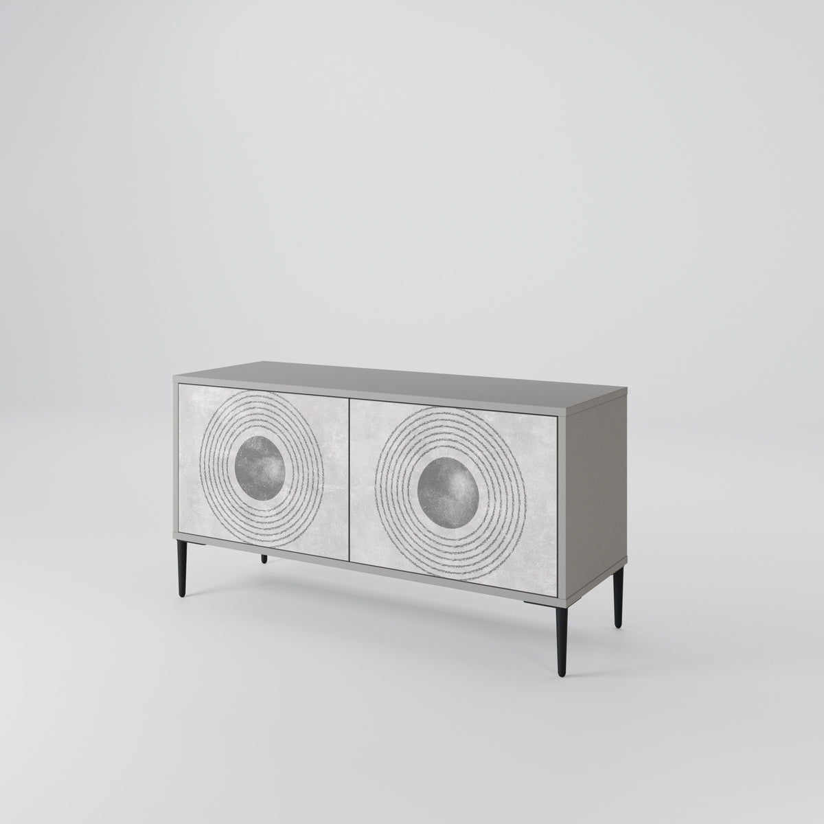 SOLID CIRCLES Kompakt TV-bänk med 2 dörrar