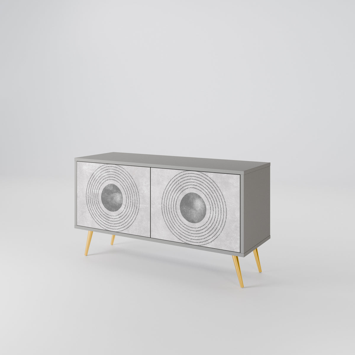SOLID CIRCLES Kompakt TV-bänk med 2 dörrar