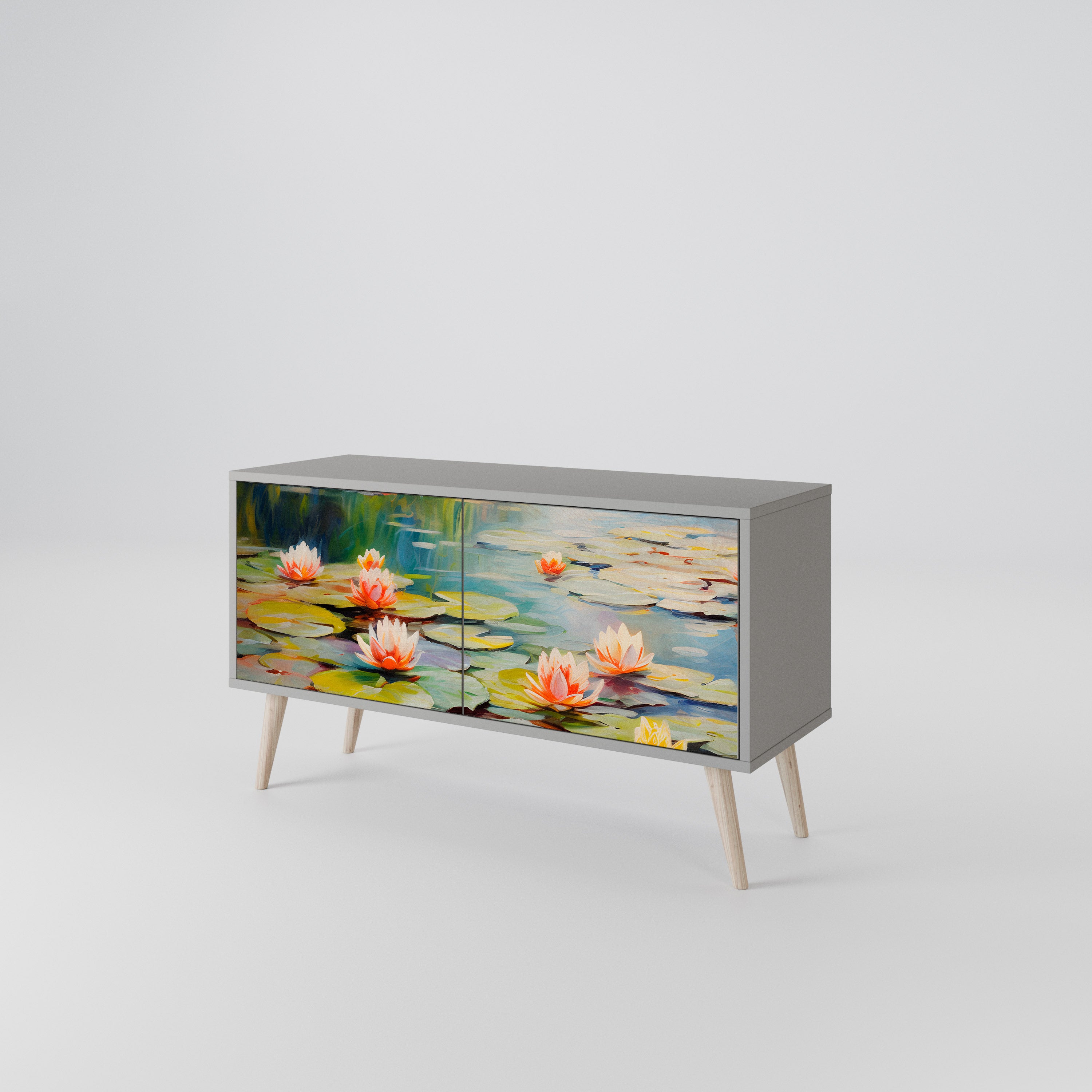 BLOOMING WATERS Compact 2-Door TV Cabinet