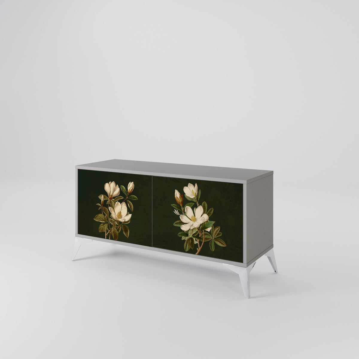 FLORAL NOIR Kompakt TV-bänk med 2 dörrar