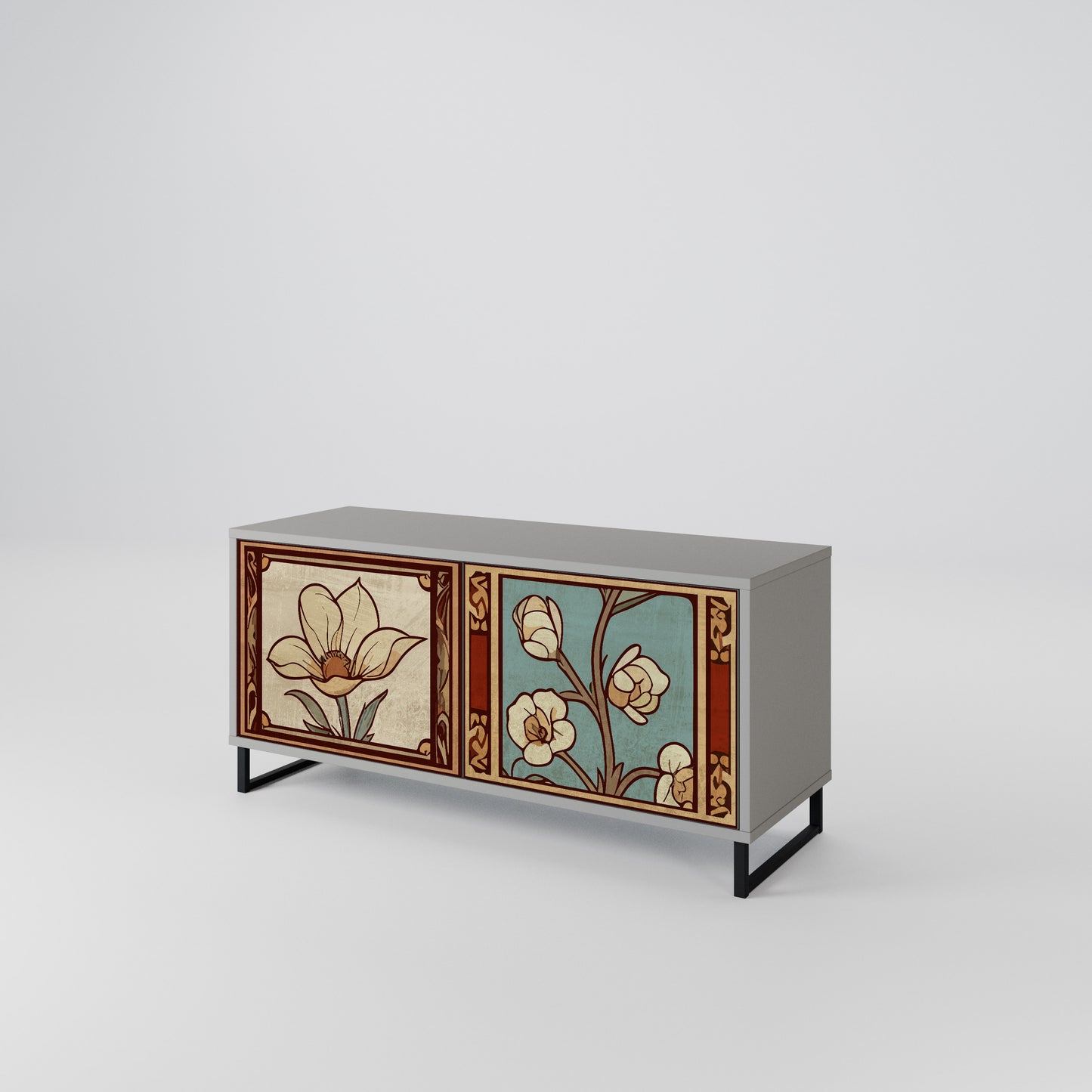 TIMELESS FLORA Kompakt TV-bänk med 2 dörrar