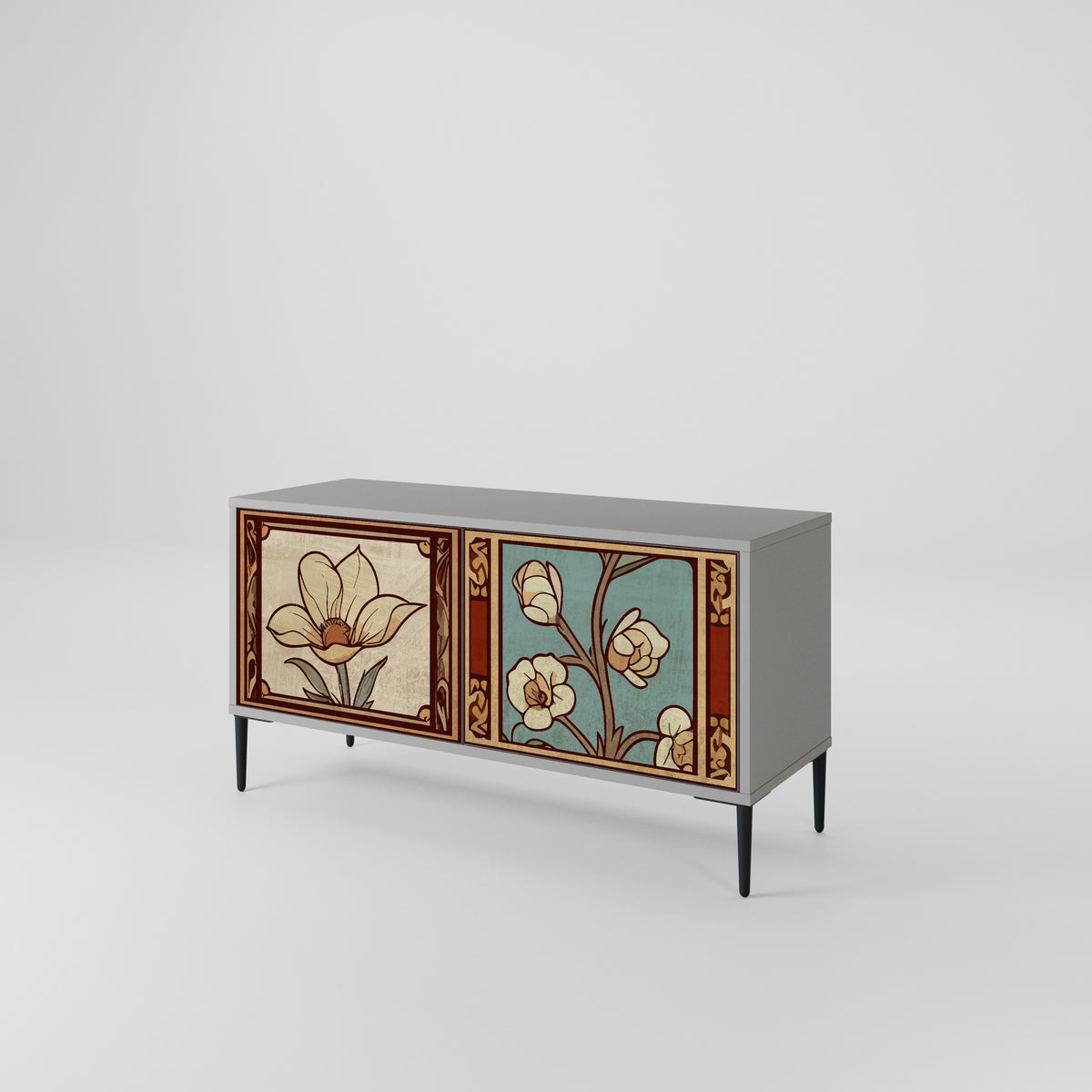 TIMELESS FLORA Kompakt TV-bänk med 2 dörrar