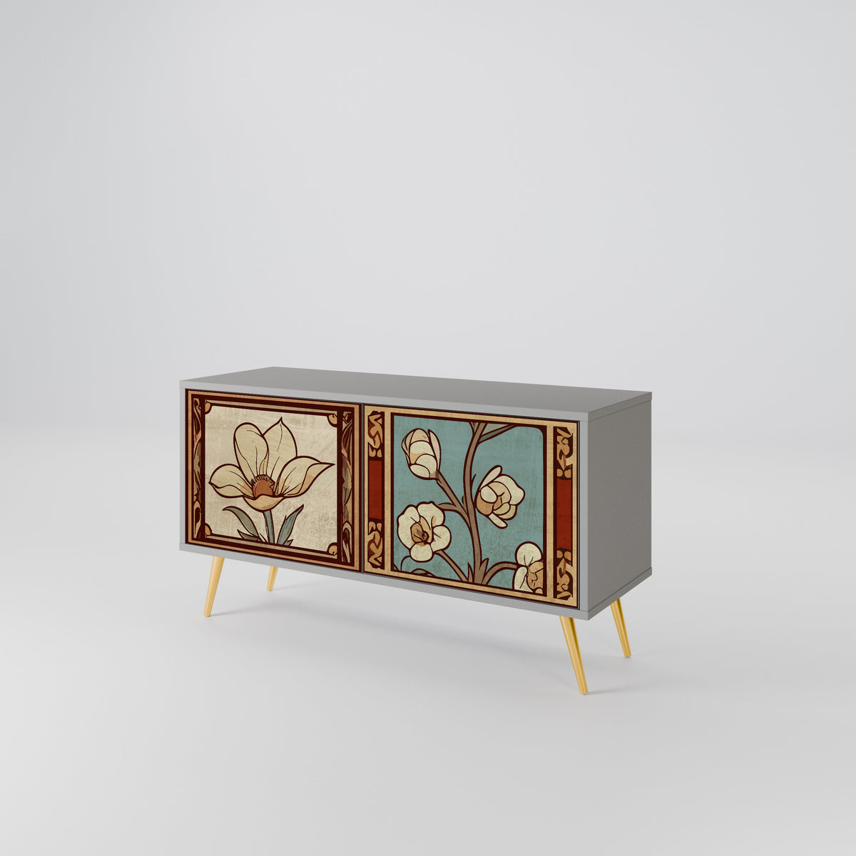 TIMELESS FLORA Kompakt TV-bänk med 2 dörrar