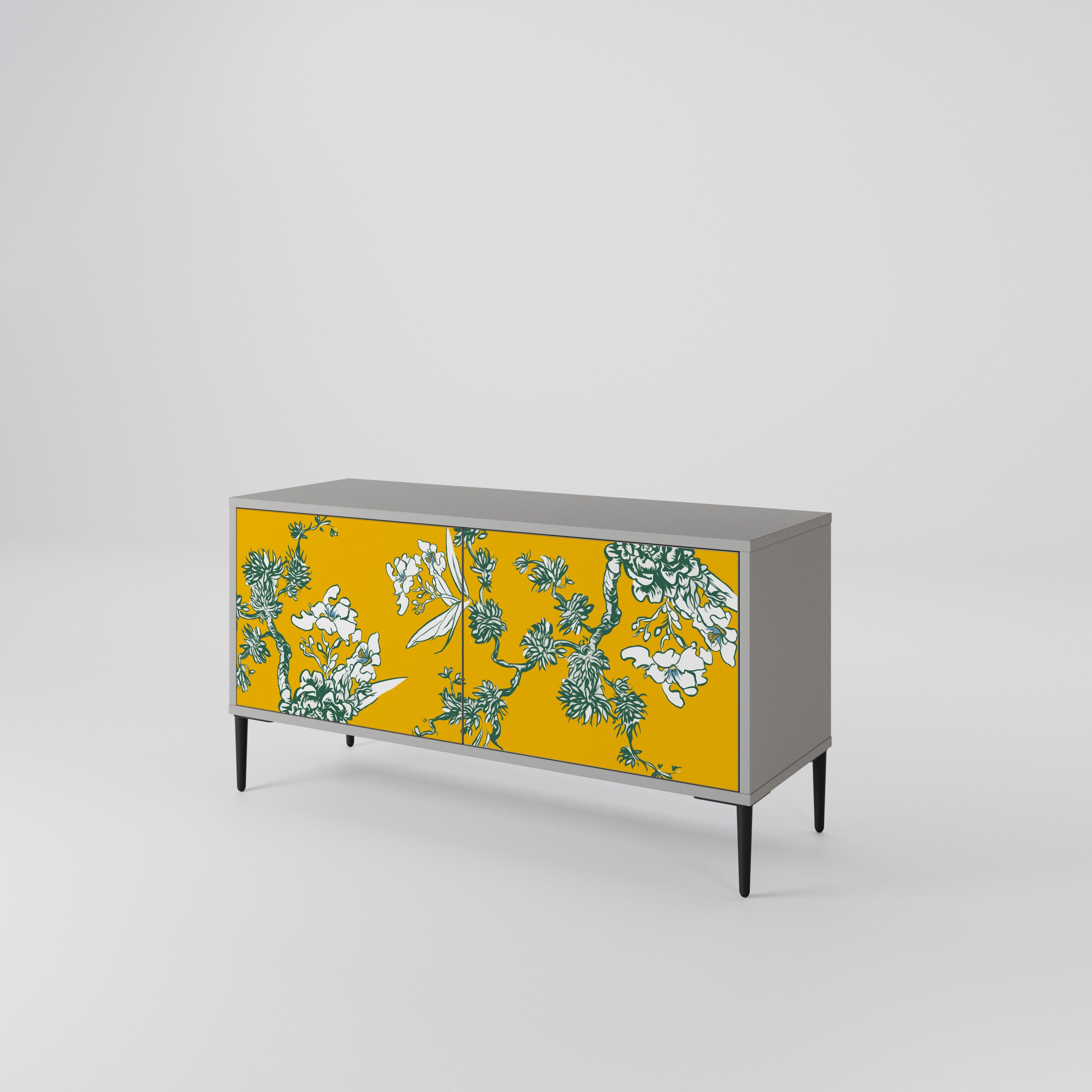 YELLOW CHINOISERIE Compact 2-Door TV Cabinet
