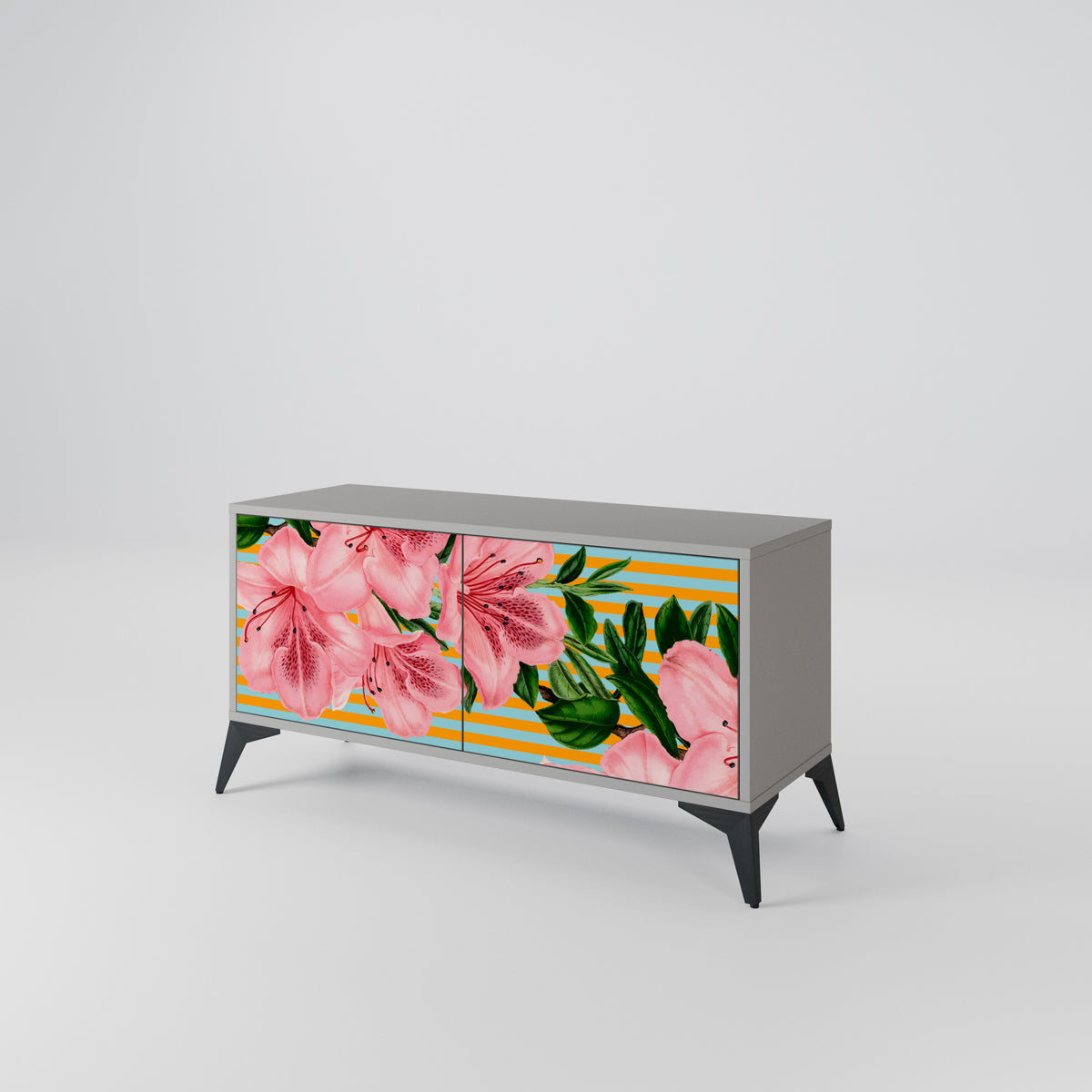 FRAGILE BEAUTY Kompakt TV-bänk med 2 dörrar