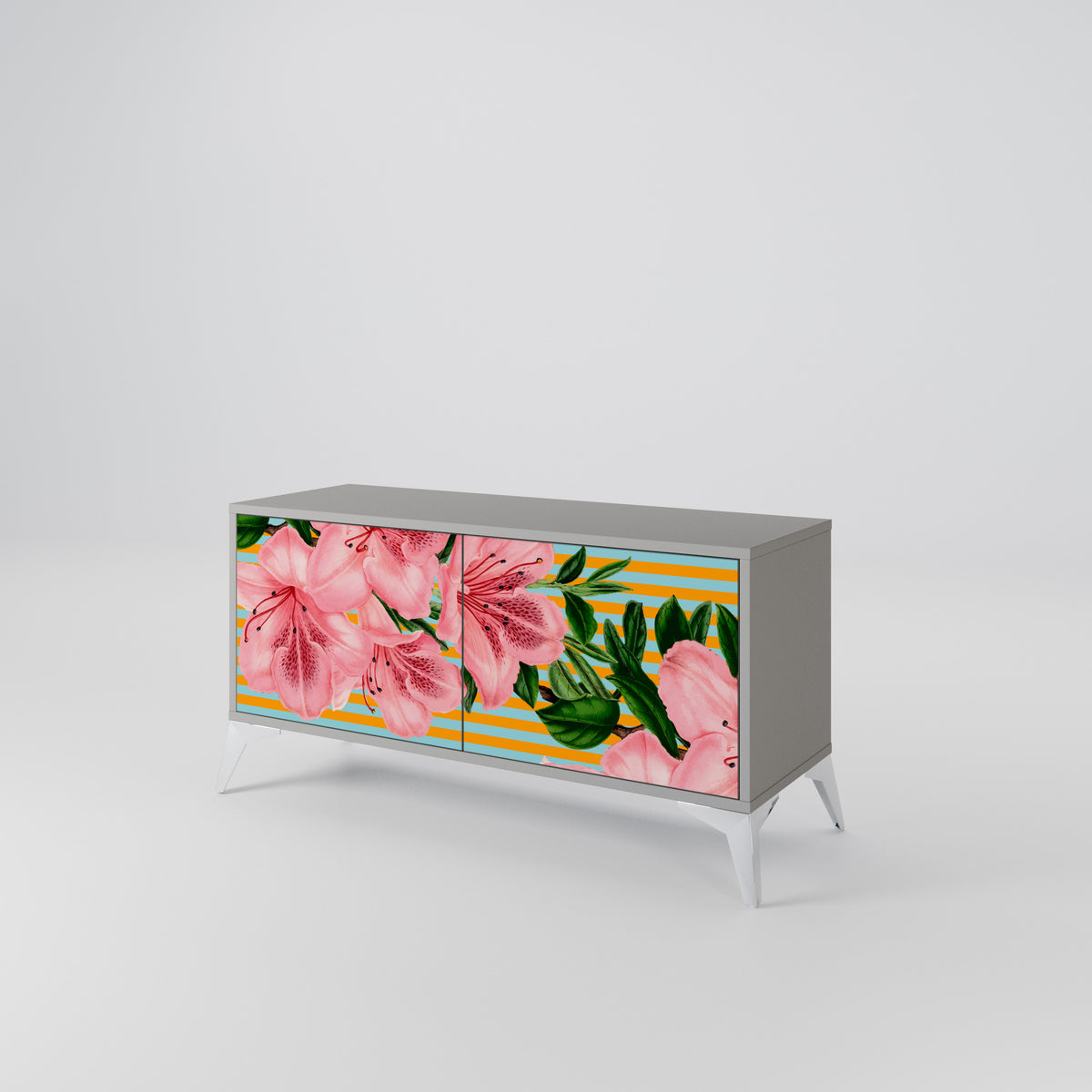 FRAGILE BEAUTY Kompakt TV-bänk med 2 dörrar