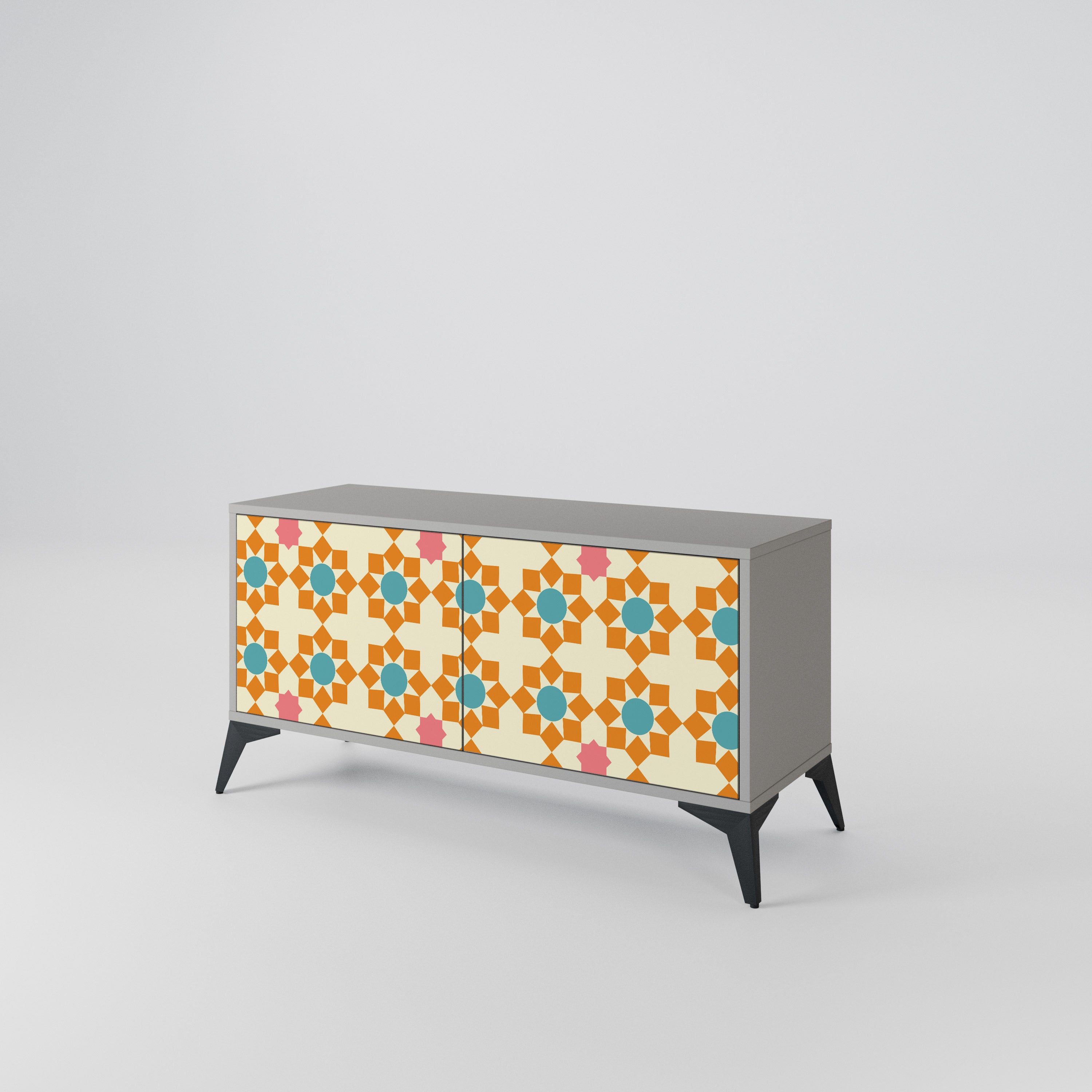 BLOMSTERDEKORATION Kompakt TV-skåp med 2 dörrar